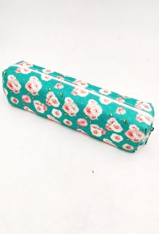 جامدادی تک‌زیپ مخمل (طرفه) - سبز گل