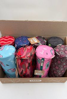 جامدادی تک زیپ استوانه ای طرح دار لیام (آبی موسیقی کاست آبی)