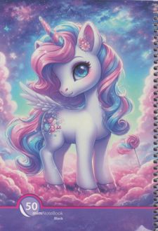 دفتر 50 برگ نقاشی جلد مقوایی سیمی فانتزی (میم) یونیکورن