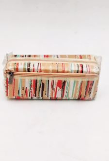 جامدادی سه زیپ درب چسبی زوم (کرم راه راه)