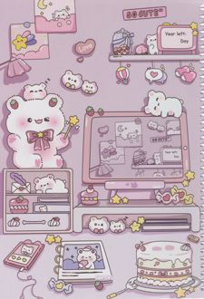 دفتر 50 برگ نقاشی وزیری سیمی مجلد آبرنگ (صورتی خرس و کیک)