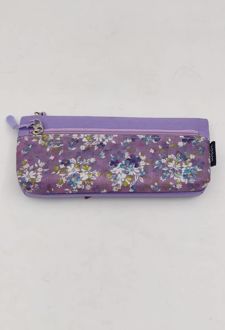 جامدادی دو زیپ پاکتی زوم (بنفش گلدار)