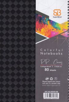 دفتر 80 برگ وزیری سیمی طلقی (دایموند) سوپربایند (مشکی)