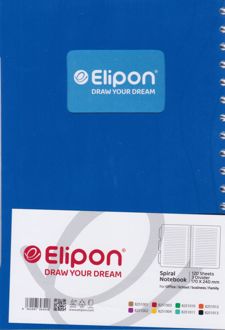 دفتر 120 برگ وزیری سیمی جلد PP (الیپون) - آبی