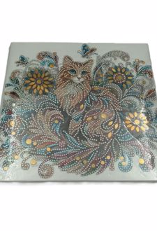 نقاشی الماسی 30*30 برنزی (فانتزی) - گربه