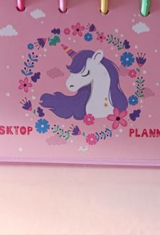 پلنر 80 برگ رومیزی دکمه‌ای سیمی 18*9.5 آبرنگ (یونیکورن صورتی)