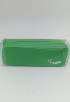 جامدادی تک زیپ سیلیکونی مکعب مربع لیدر - (سبز)