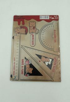 پک خطکش گونیا چوبی مهندس کوچولو (دکمه) - کرمی