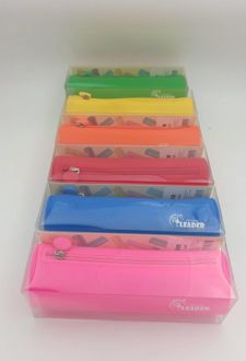 جامدادی تک زیپ سیلیکونی استوانه‌ای لیدر - (صورتی)