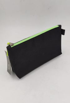 جامدادی تک زیپ پاکتی مشکی بزرگ زوم (مشکی سبز)