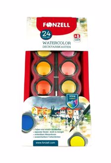 آبرنگ 24 رنگ قرص 30MM باقلم‌مو Creative (فونزل)